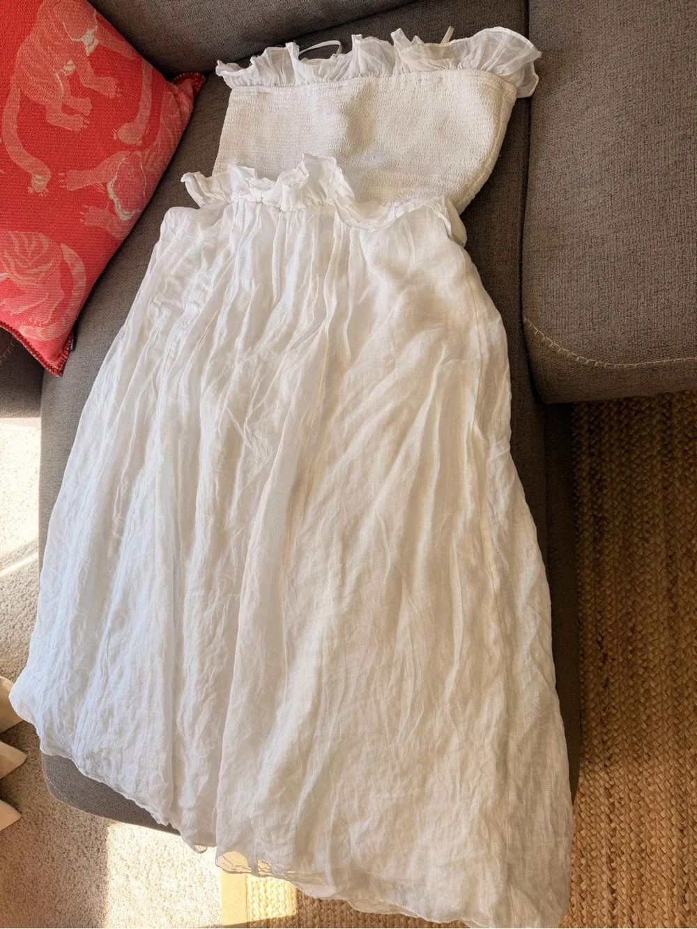 JCREW Size L Ravenna Dress in Ramie White